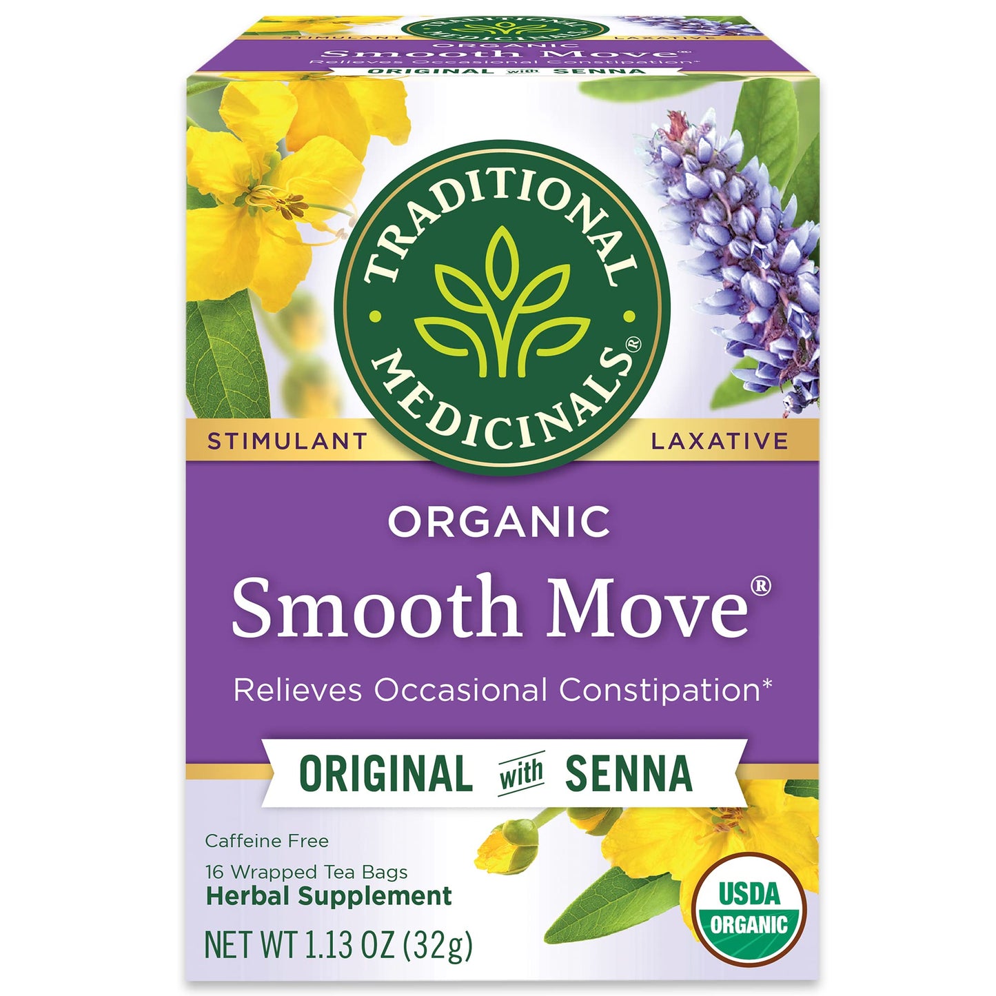 Traditional Medicinals Smooth Move – Uncomplicated Overnight Relief in a Clean, Functional Carton