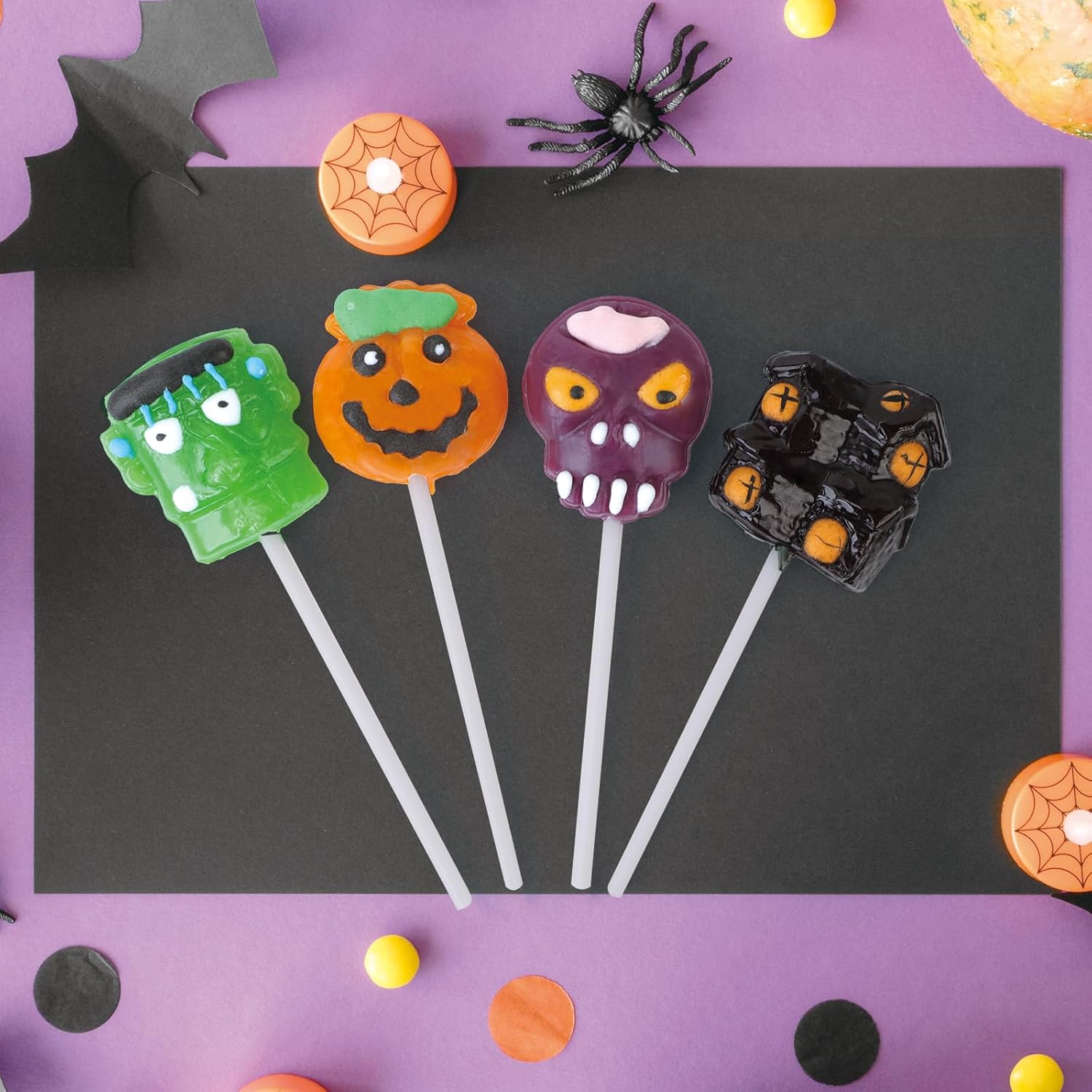 Trick or Treat Porch Lollipops 24 Pack - Individually Wrapped Spooky Suckers Perfect for Outdoor Candy Stations and Trunk or Treat Lots
