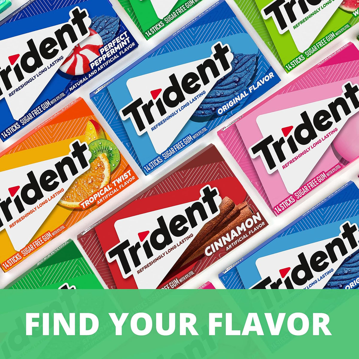 Trident Original Sugar-Free Chewing Gum for On-the-Go Professionals, 24 Packs of 14 Individually Wrapped Sticks