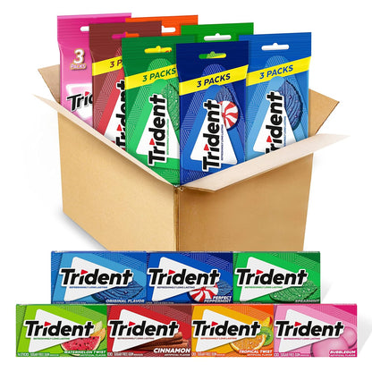 Trident Sugar-Free Chewing Gum Variety Pack – Focus-Boosting Chewing Companion for Remote Workers, 21 Packs