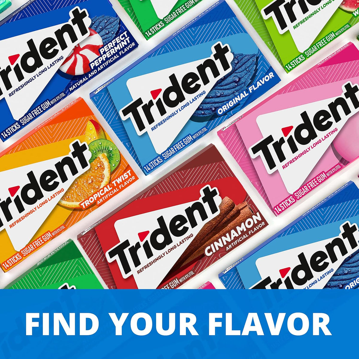 Trident Sugar-Free Chewing Gum Variety Pack – Focus-Boosting Chewing Companion for Remote Workers, 21 Packs