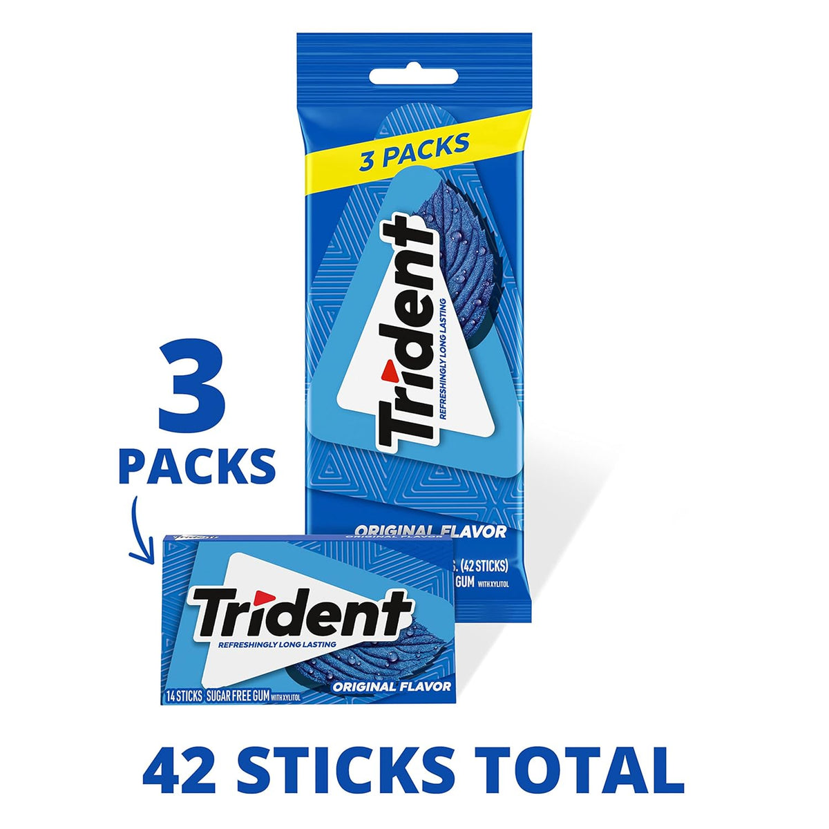 Trident Sugar-Free Chewing Gum Variety Pack – Focus-Boosting Chewing Companion for Remote Workers, 21 Packs