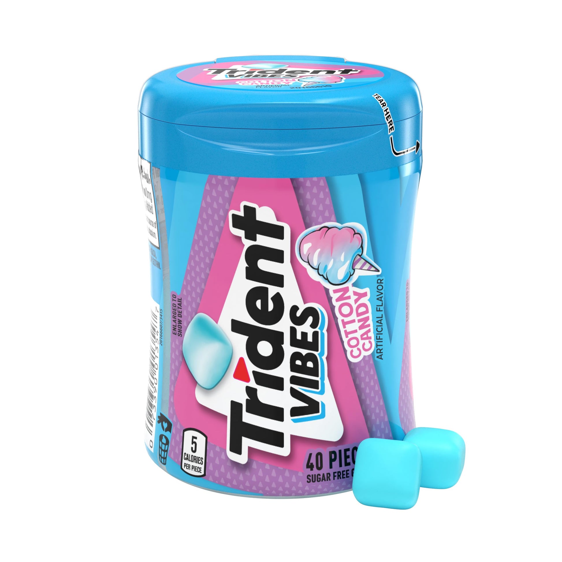 Trident Vibes SOUR PATCH KIDS Blue Raspberry Gum – 5-Calorie Chewing Ritual Between Workouts, 4-Bottle 160-Piece Value Pack