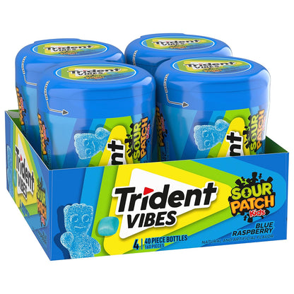 Trident Vibes SOUR PATCH KIDS Blue Raspberry Gum – Party Favor and Playdate Pack for Kids, Sugar-Free Bulk 160 Pieces