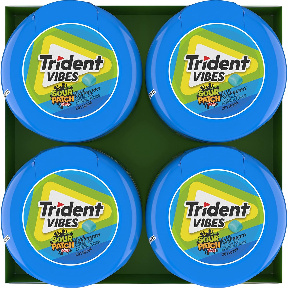 Trident Vibes SOUR PATCH KIDS Blue Raspberry Gum – Party Favor and Playdate Pack for Kids, Sugar-Free Bulk 160 Pieces