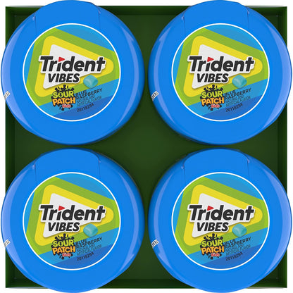 Trident Vibes SOUR PATCH KIDS Blue Raspberry Gum – Party Favor and Playdate Pack for Kids, Sugar-Free Bulk 160 Pieces