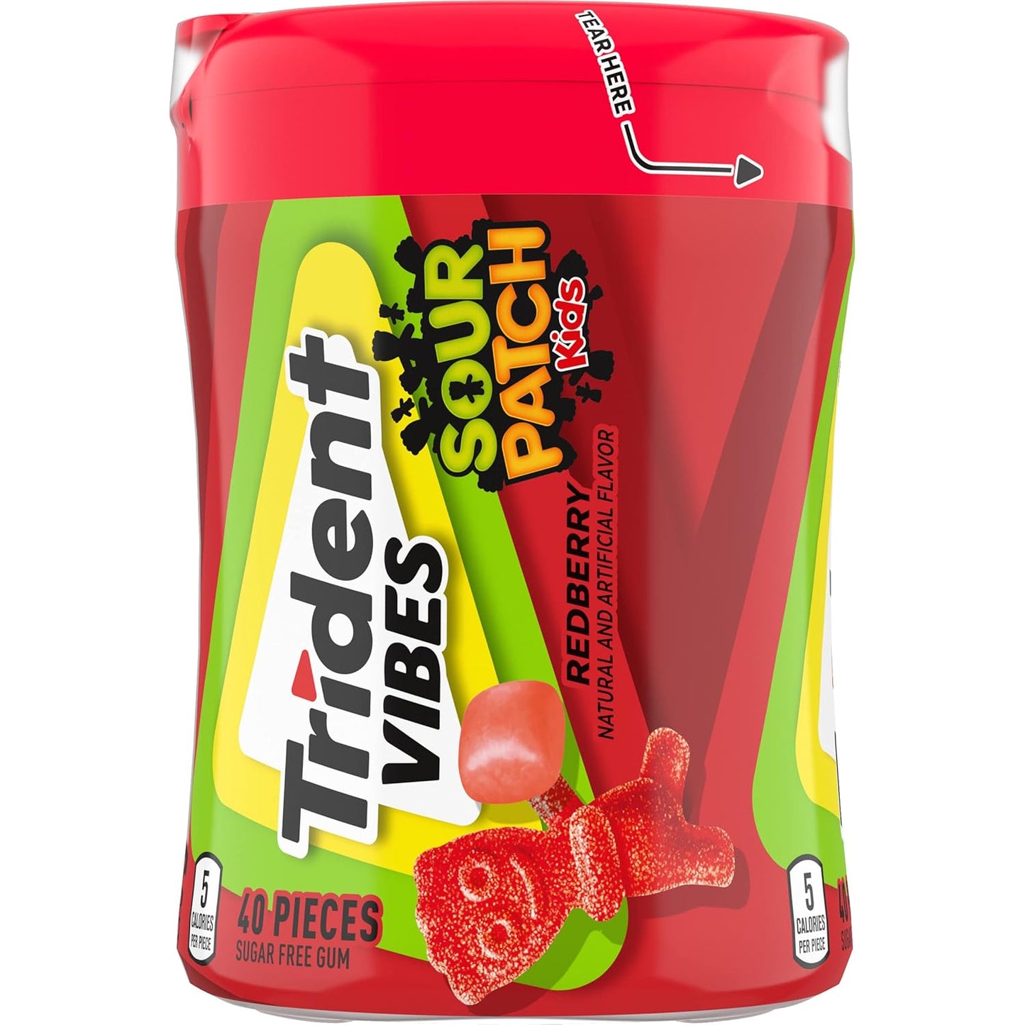 Trident Vibes SOUR PATCH KIDS Blue Raspberry Sugar-Free Chewing Gum – Hostess and Housewarming Pantry Gift, 160 Pieces