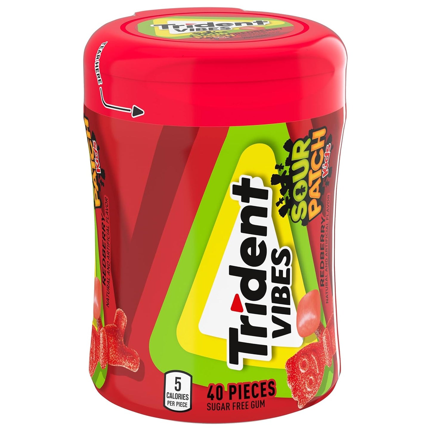 Trident Vibes SOUR PATCH KIDS Blue Raspberry Sugar-Free Chewing Gum – Hostess and Housewarming Pantry Gift, 160 Pieces