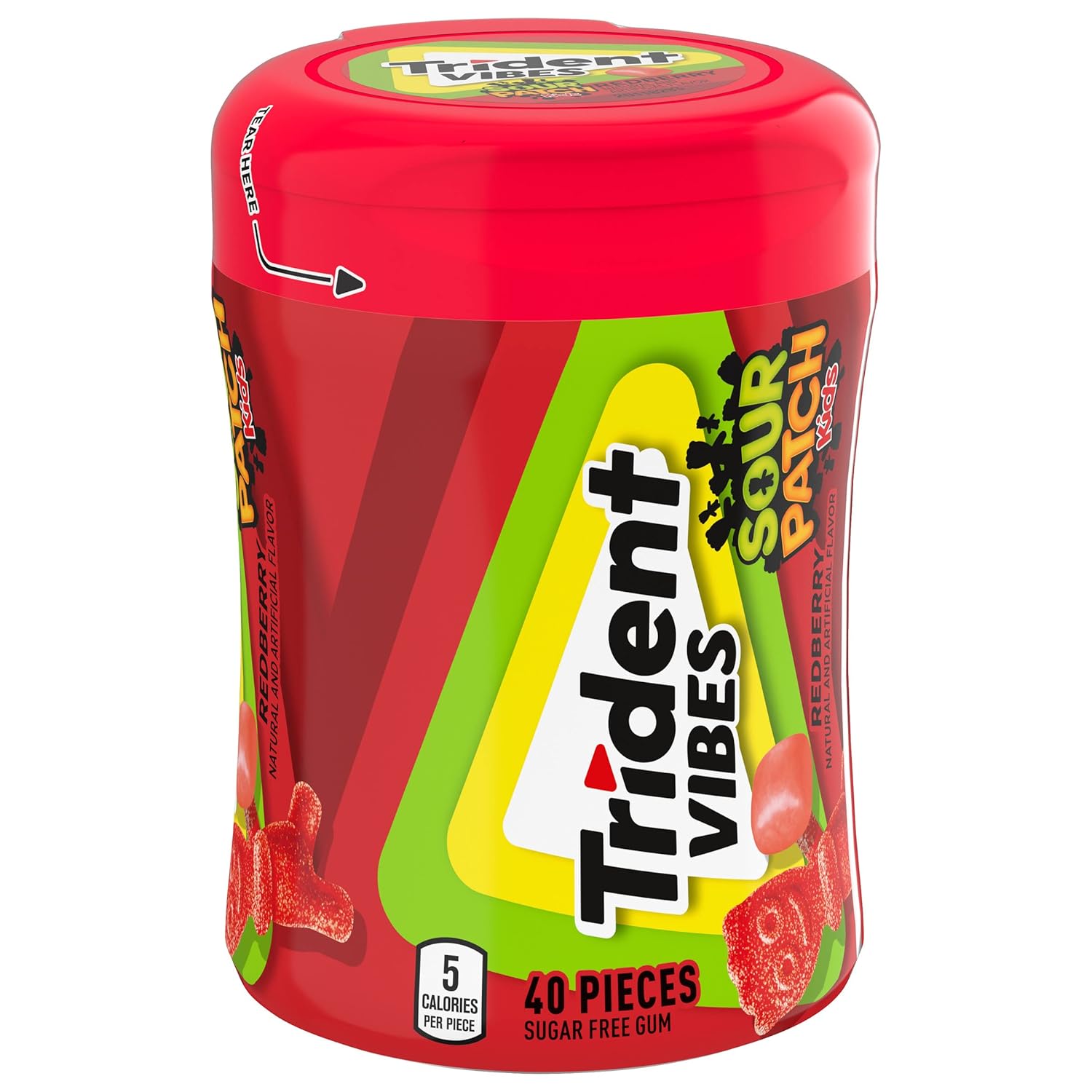Trident Vibes SOUR PATCH KIDS Blue Raspberry Sugar-Free Chewing Gum – Hostess and Housewarming Pantry Gift, 160 Pieces