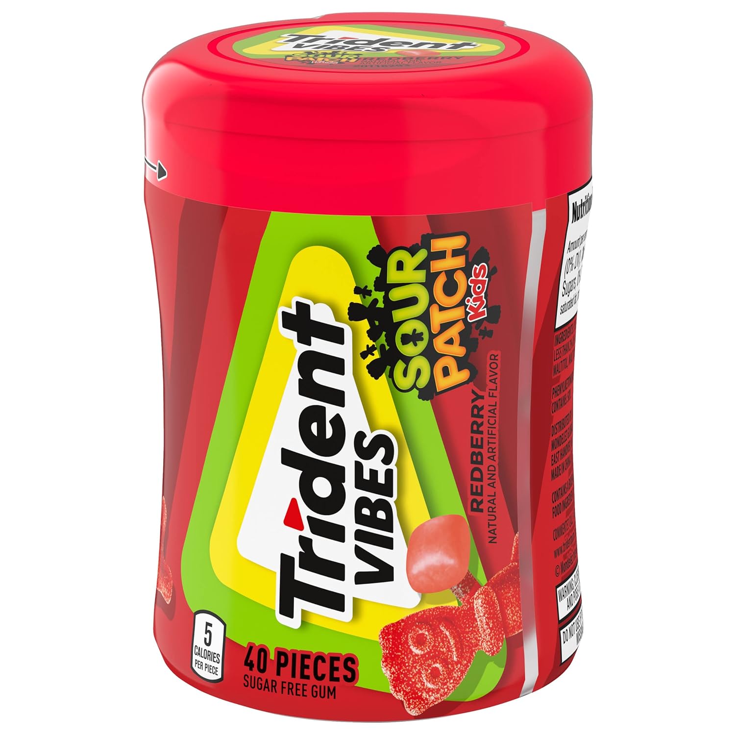 Trident Vibes SOUR PATCH KIDS Blue Raspberry Sugar-Free Chewing Gum – Hostess and Housewarming Pantry Gift, 160 Pieces