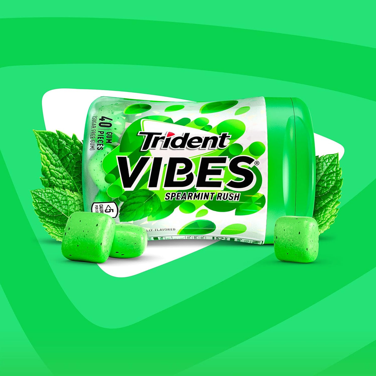 Trident Vibes Spearmint Rush Sugar-Free Chewing Gum – Workday Focus and Fresh Breath for Open Office Teams, 240 Pieces