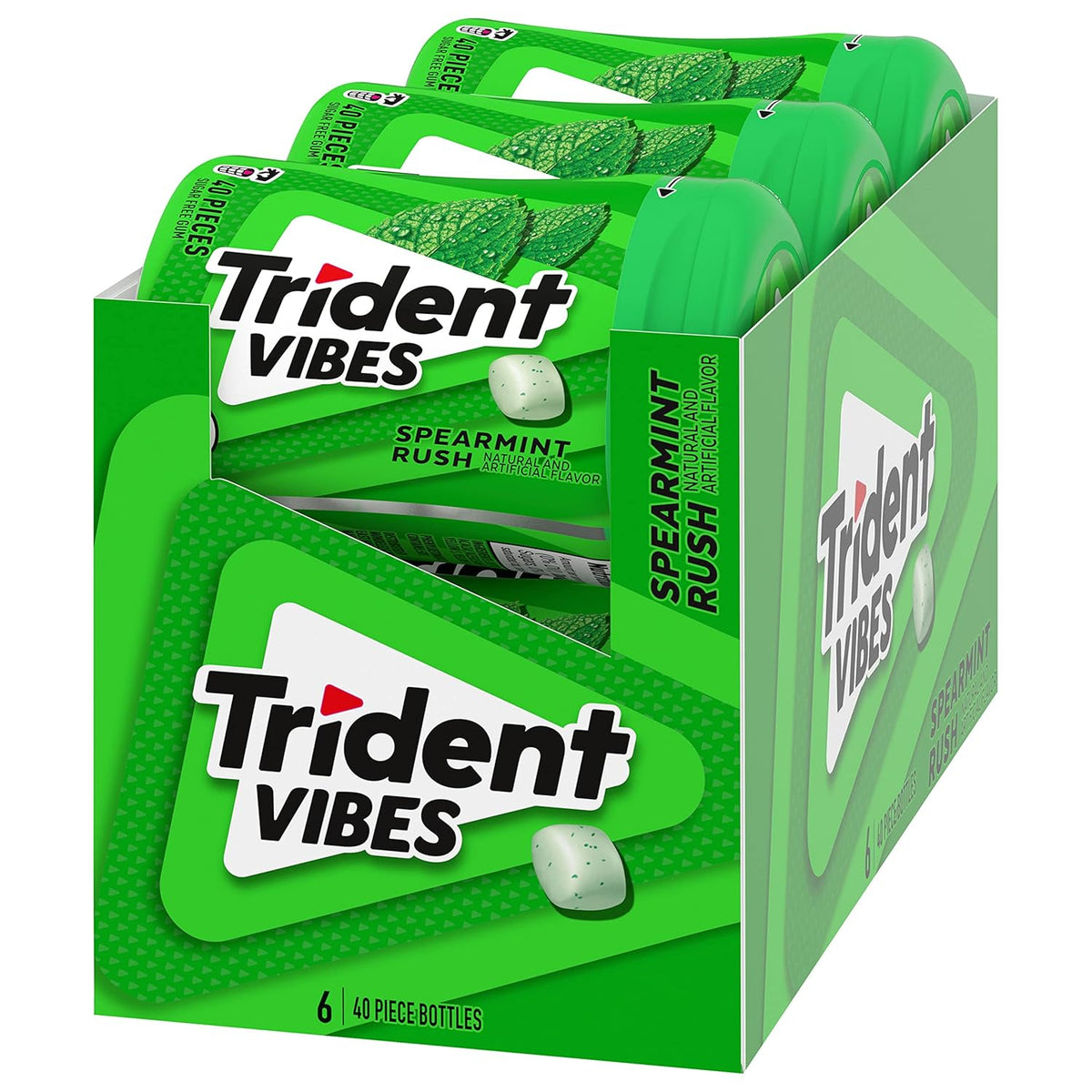 Trident Vibes Spearmint Rush Sugar-Free Chewing Gum – Workday Focus and Fresh Breath for Open Office Teams, 240 Pieces