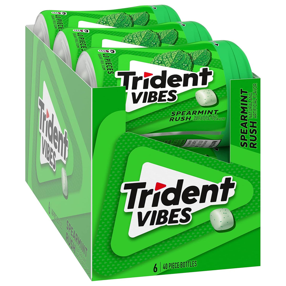 Trident Vibes Spearmint Rush Sugar-Free Chewing Gum – Workday Focus and Fresh Breath for Open Office Teams, 240 Pieces
