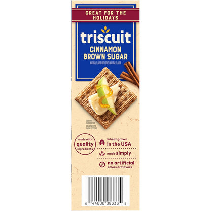 Triscuit Cinnamon Brown Sugar Whole Grain Wheat Crackers, Conference Table Snack for Workplace Meetings