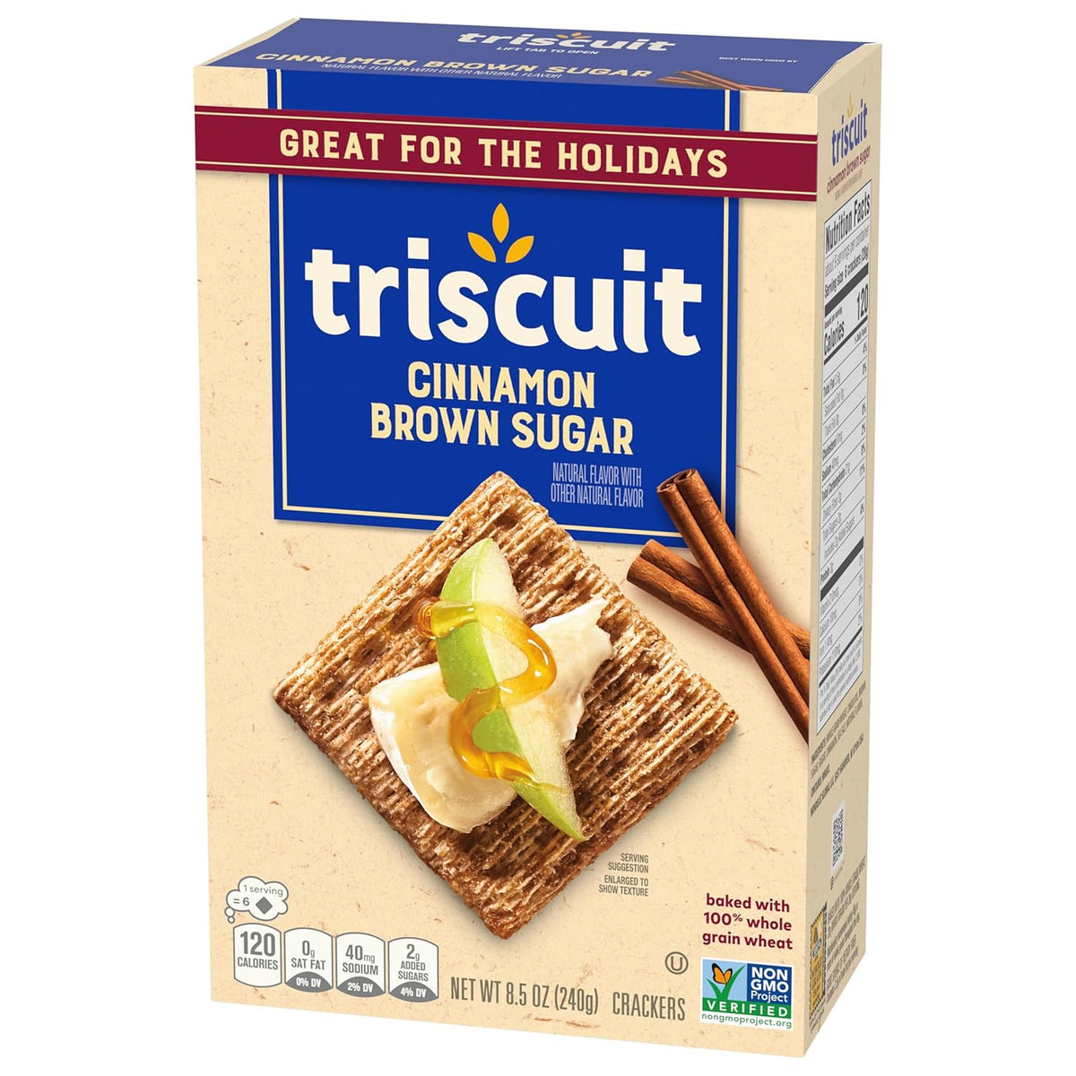 Triscuit Cinnamon Brown Sugar Whole Grain Wheat Crackers, Conference Table Snack for Workplace Meetings