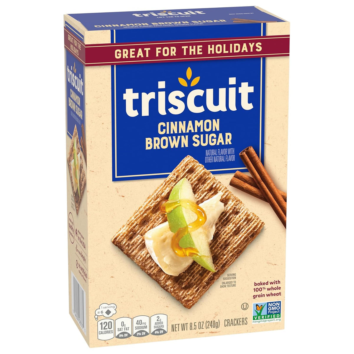 Triscuit Cinnamon Brown Sugar Whole Grain Wheat Crackers, Conference Table Snack for Workplace Meetings