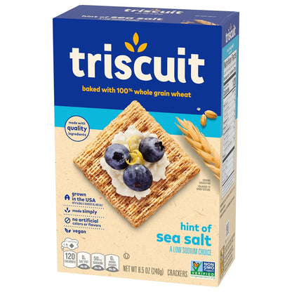 Triscuit Hint of Sea Salt Whole Grain Crackers – Simple Clean-Label Snack for Intentional Snack Boards