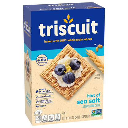 Triscuit Hint of Sea Salt Whole Grain Crackers – Simple Clean-Label Snack for Intentional Snack Boards