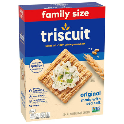 Triscuit Original Whole Grain Wheat Crackers – No Artificial Colors Whole Wheat Snacks for Back-to-School, 12.5 oz