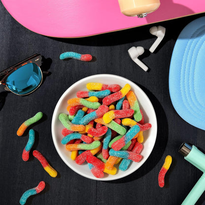 Trolli Sour Brite Crawlers Bulk Gummy Worms – Party Host Gift, Shareable Candy Bowl Treat for Hosts
