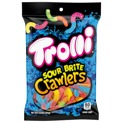 Trolli Sour Brite Crawlers Chewy Worms – Birthday Gift for Cousins, Nieces and Nephews Who Love Sweet and Sour Candy, 7.2 oz