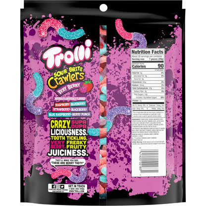 Trolli Sour Brite Crawlers Gummy Worms 28.8 oz - Sweet and Sour Bulk Candy for Kids Lunchboxes, Road Trips, and Family Snack Drawers