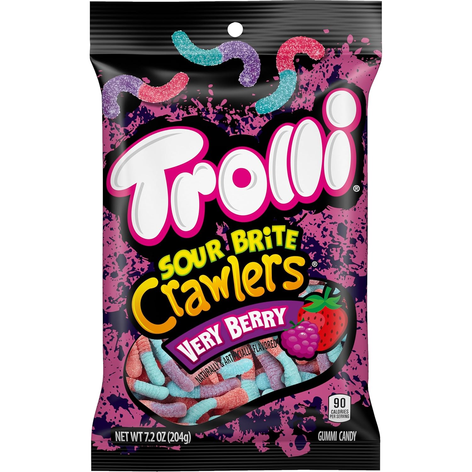 Trolli Sour Brite Crawlers Very Berry Sour Gummy Candy – Eye Catching Party Bowl Centerpiece for Living Room Gatherings