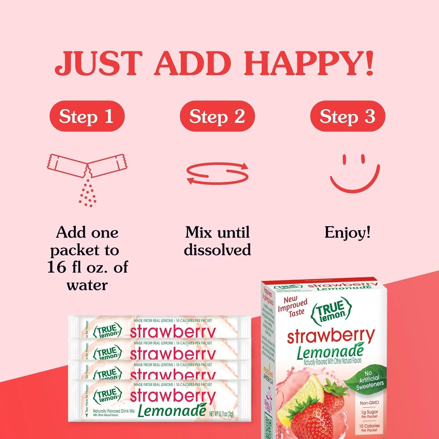 True Citrus True Lemon Strawberry Lemonade Water Enhancer – Office Friendly Low-Calorie Focus Drink