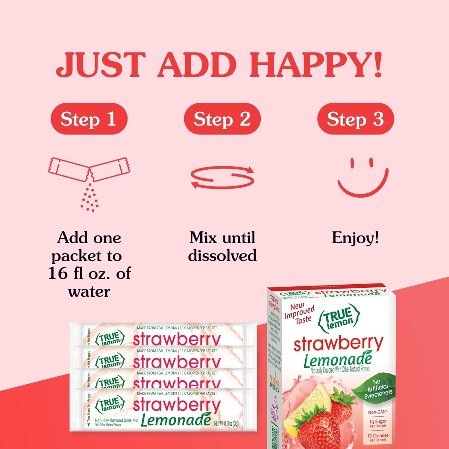 True Citrus True Lemon Strawberry Lemonade Water Enhancer – Office Friendly Low-Calorie Focus Drink
