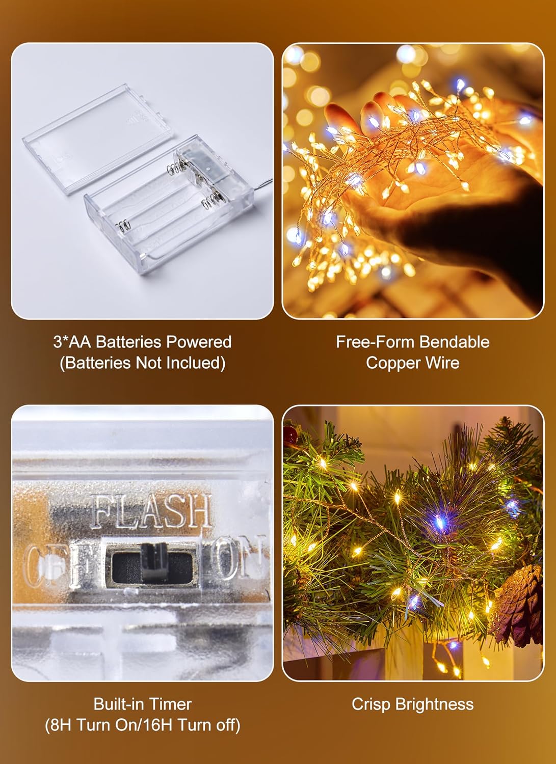 Twinkle Lights Battery Operated – Portable 40FT String Lights for Camping and Backyard Parties