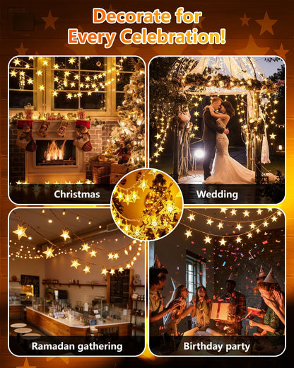 Twinkle Star Shatterproof Plastic Star LED Lights – Cool-Touch, Fire-Risk-Free String Lights for Bedroom and Nursery