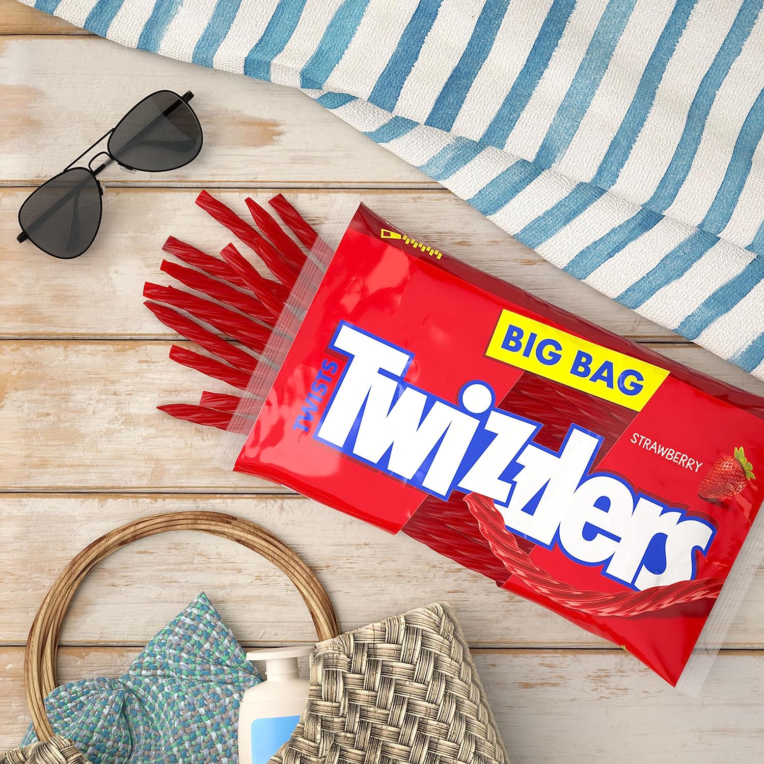 TWIZZLERS Twists Strawberry Candy – Low-Fat Mindful Chewing Snack for Sugar Cravings, 16 oz Bag