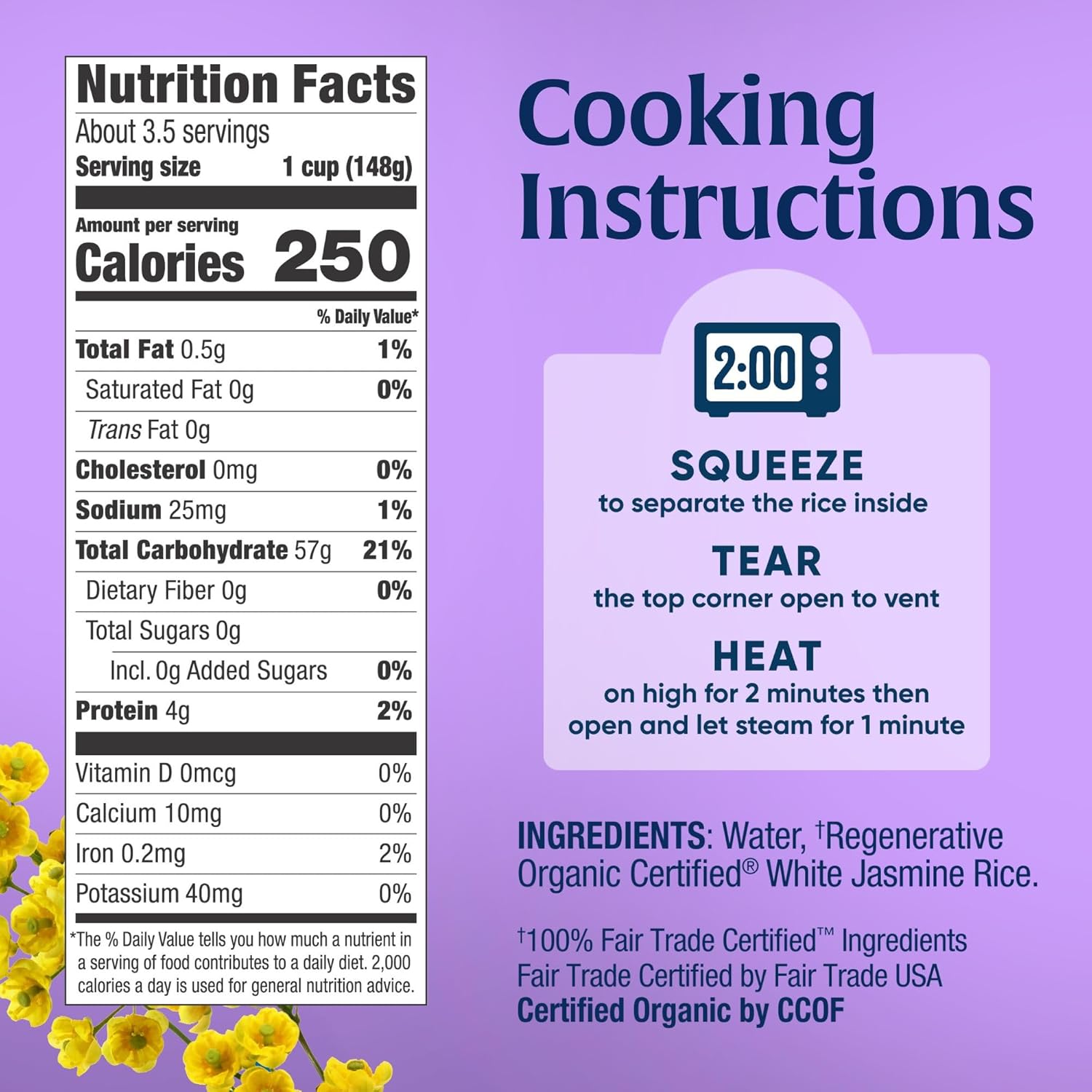 two-ingredient clean label: organic jasmine rice and water