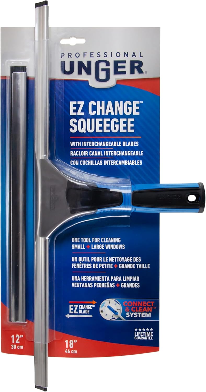 Unger Professional 18" Window Squeegee with 12" Channel – Efficient Cleaning Setup for Facility Maintenance Teams