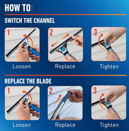 Unger Professional 18" Window Squeegee with 12" Channel – Efficient Cleaning Setup for Facility Maintenance Teams