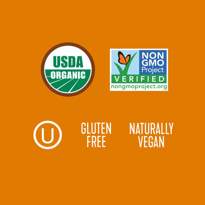 usda organic, non-gmo project verified, kosher, gluten free, and vegan certified