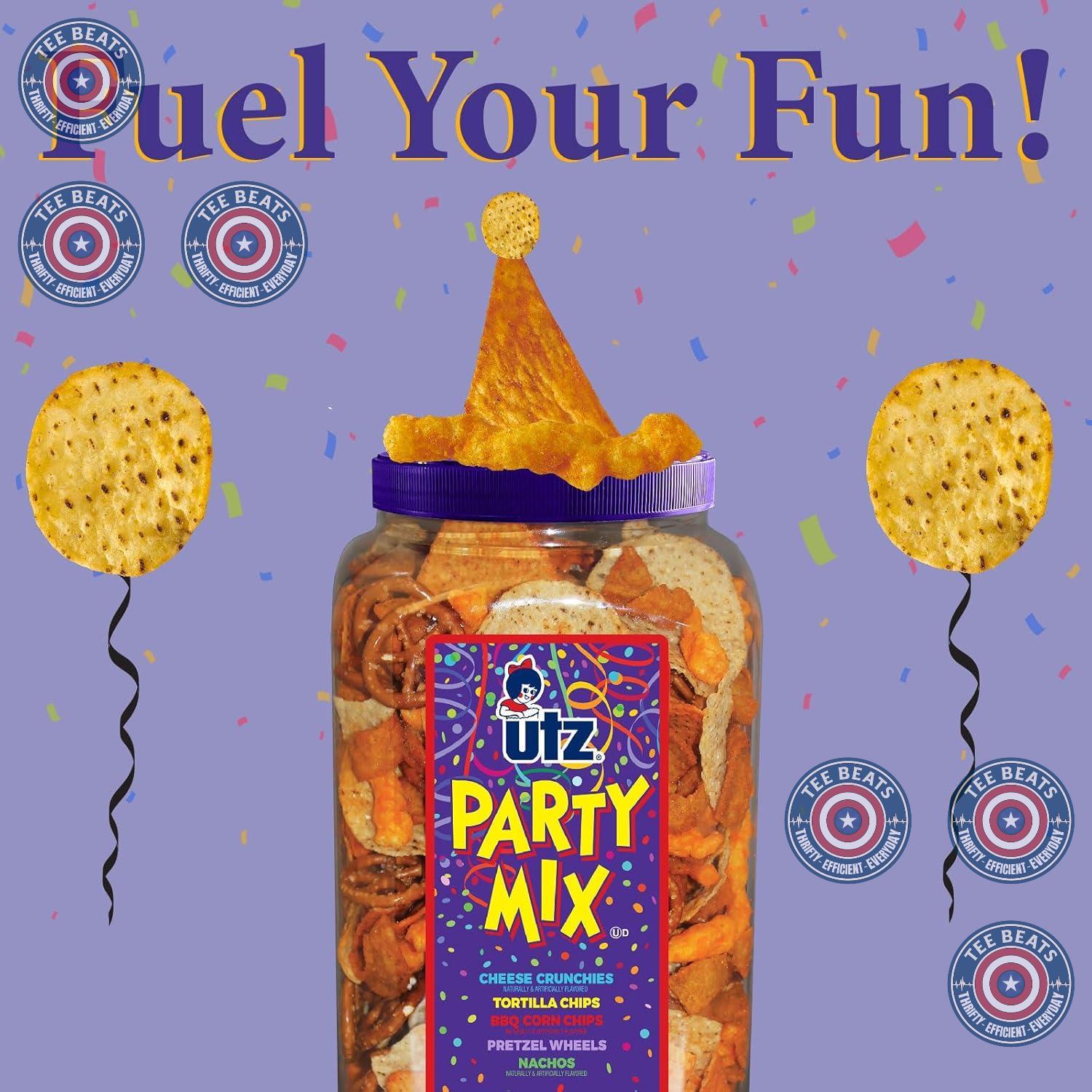 Utz Kosher Party Mix Barrel - Last-Minute Gifting Pick for Valentine's Day, Father's Day, and Housewarmings