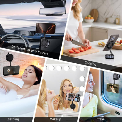 Vacuum Magnetic Suction Phone Holder – One-Piece Magnetic Phone Mount Replacing Multiple Holders, Black
