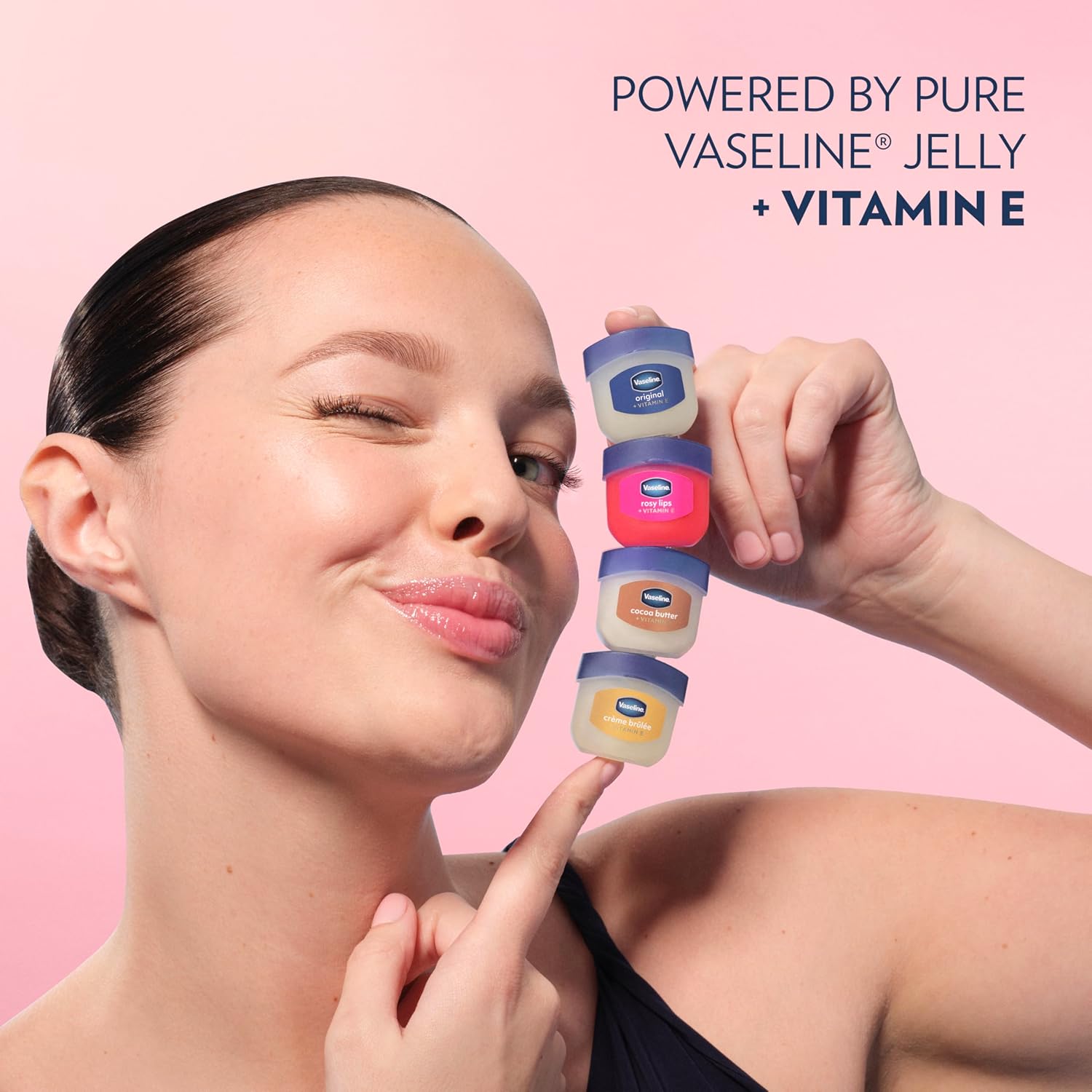 Vaseline Lip Therapy Rosy Mini Jars 2 Count – Workout Bag Essential for Active Lifestyles, Tinted Lip Balm That Resists Cold Weather Dryness