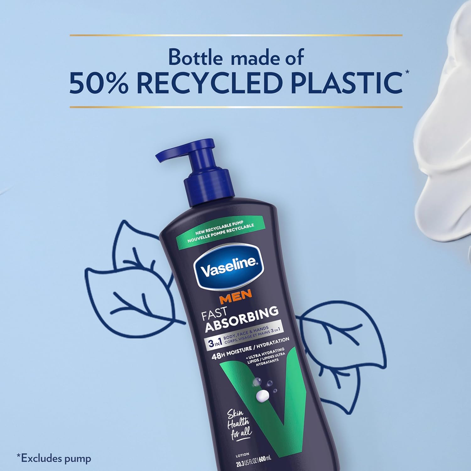 Vaseline Men's Hand & Body Lotion – All-in-One Unisex Lotion to Replace Multiple Bottles, Clean Non-Greasy Daily Moisturizer