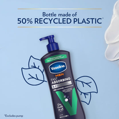 Vaseline Men's Hand & Body Lotion – All-in-One Unisex Lotion to Replace Multiple Bottles, Clean Non-Greasy Daily Moisturizer