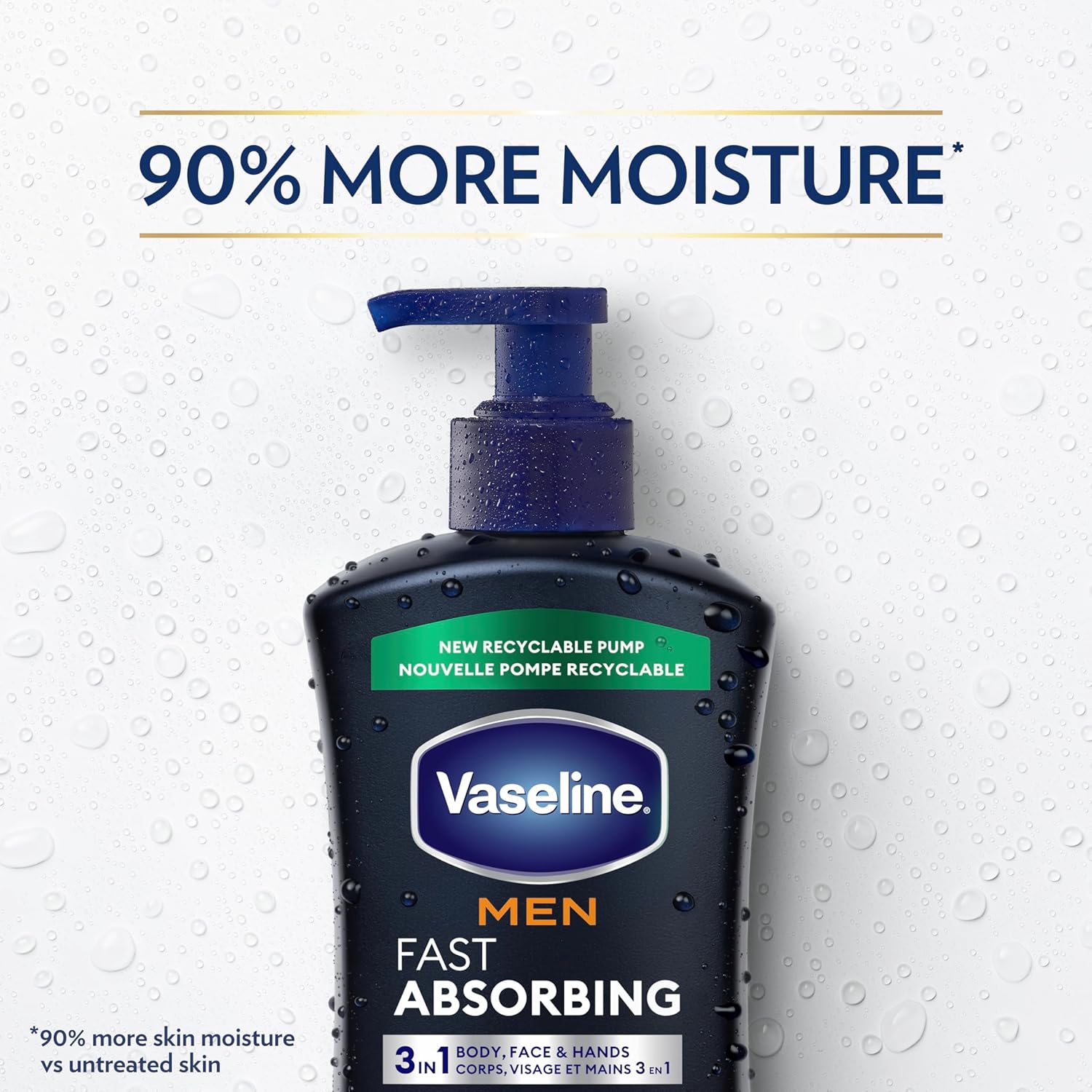 Vaseline Men's Hand & Body Lotion – All-in-One Unisex Lotion to Replace Multiple Bottles, Clean Non-Greasy Daily Moisturizer