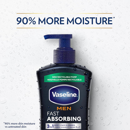 Vaseline Men's Hand & Body Lotion – All-in-One Unisex Lotion to Replace Multiple Bottles, Clean Non-Greasy Daily Moisturizer