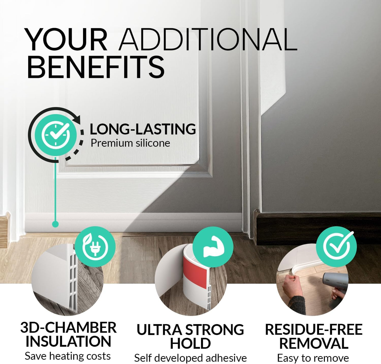 Vellure® Door Sweep Under Door – Nursery and Home Office Wind-Down Essential, Blocks Noise and Cold