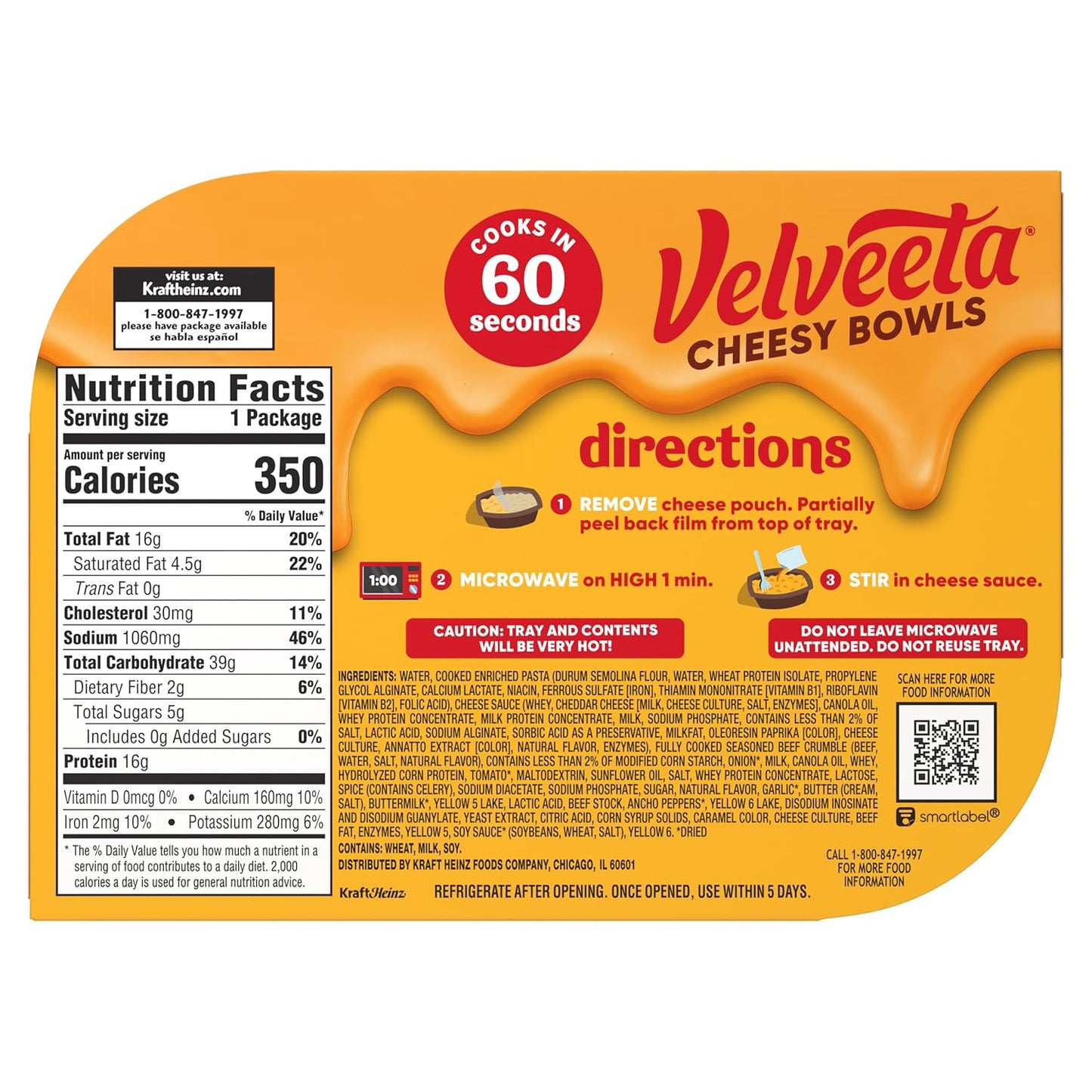 Velveeta Cheeseburger Mac Bowl – Thoughtful Grandkid Snack Gift for Visits and Sleepovers, 9 oz