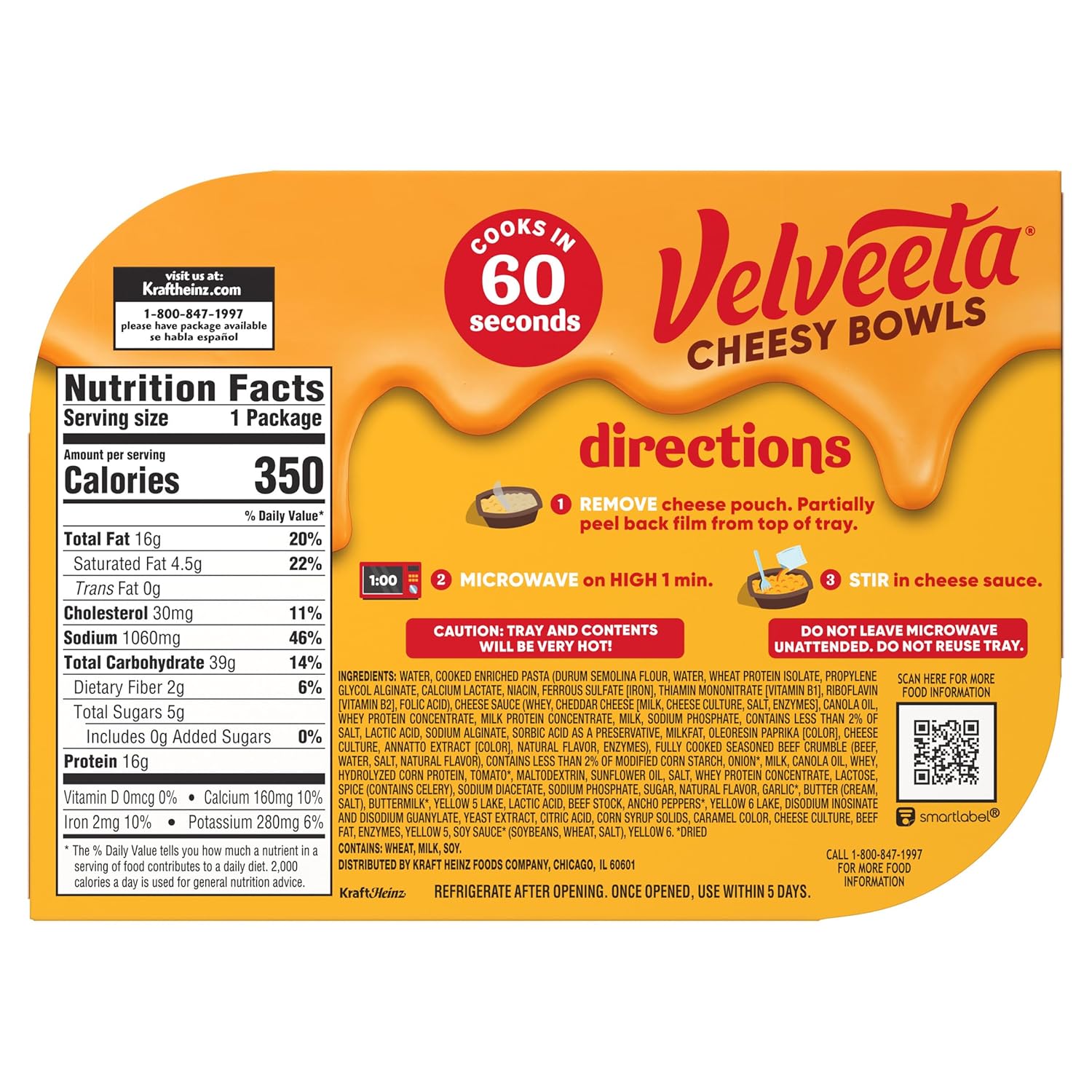Velveeta Cheeseburger Mac Bowl – Thoughtful Grandkid Snack Gift for Visits and Sleepovers, 9 oz