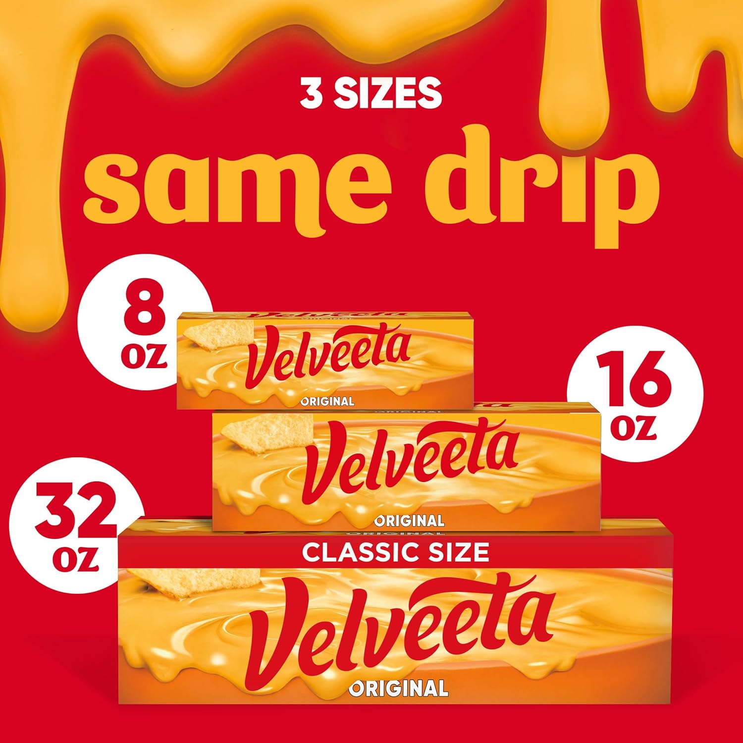 Velveeta Original Cheese Block – Nostalgic Comfort Food Gift for Cheese Lovers and Seniors, 1 lb