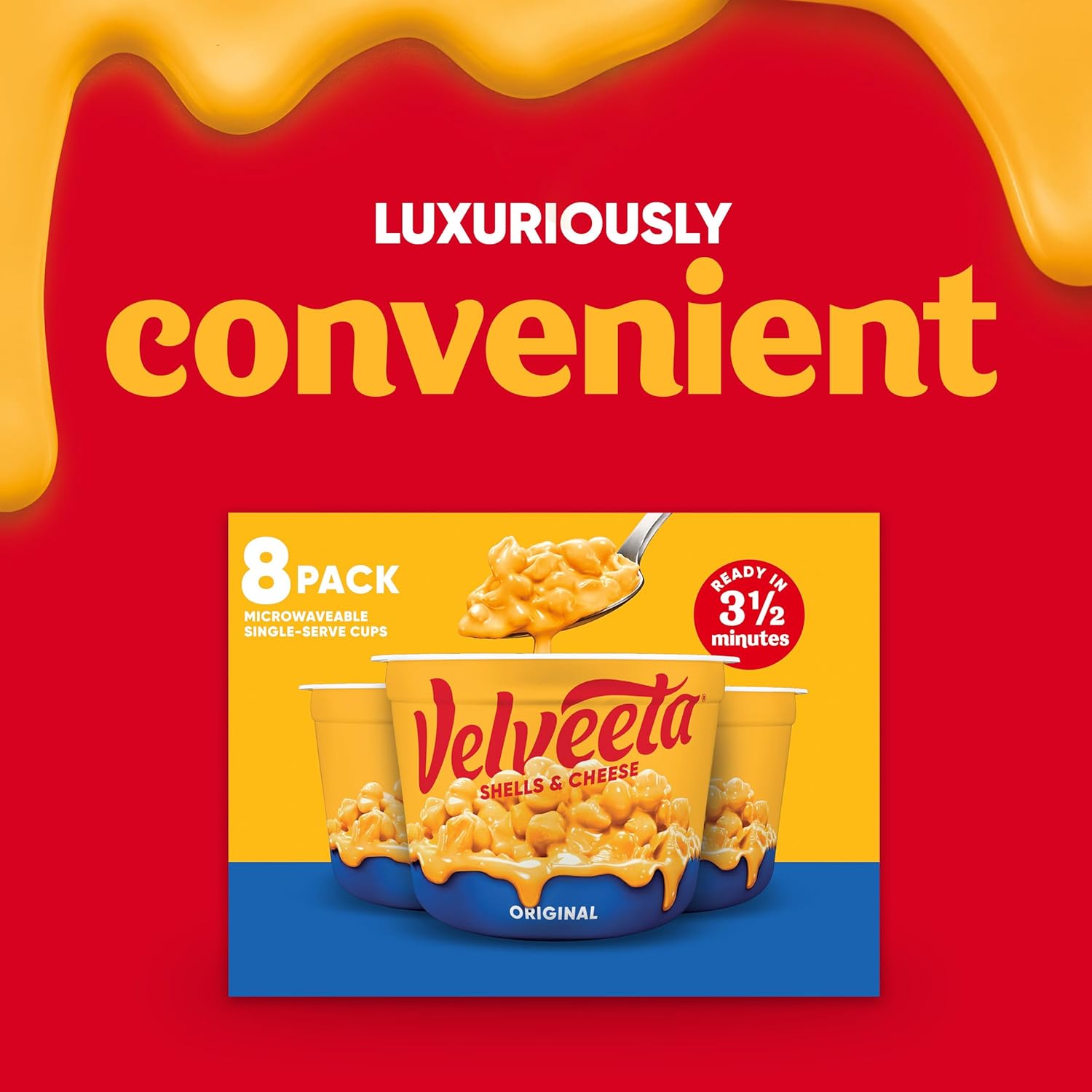 Velveeta Shells & Cheese Original Microwaveable Cup – Practical Dorm Welcome Gift for New Students, 4 ct Multipack