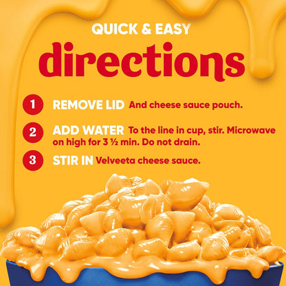 Velveeta Shells & Cheese Original Microwaveable Cup – Practical Dorm Welcome Gift for New Students, 4 ct Multipack