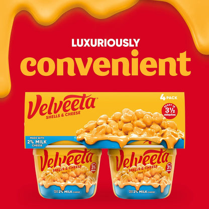 Velveeta Shells & Cheese Single-Serve Shell Pasta – Camping and Hotel Room Snack Requiring No Stove, 2.19 oz Four-Pack